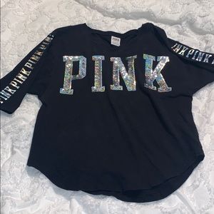 PINK Victoria’s Secret Black Sequin 3/4 Sleeve